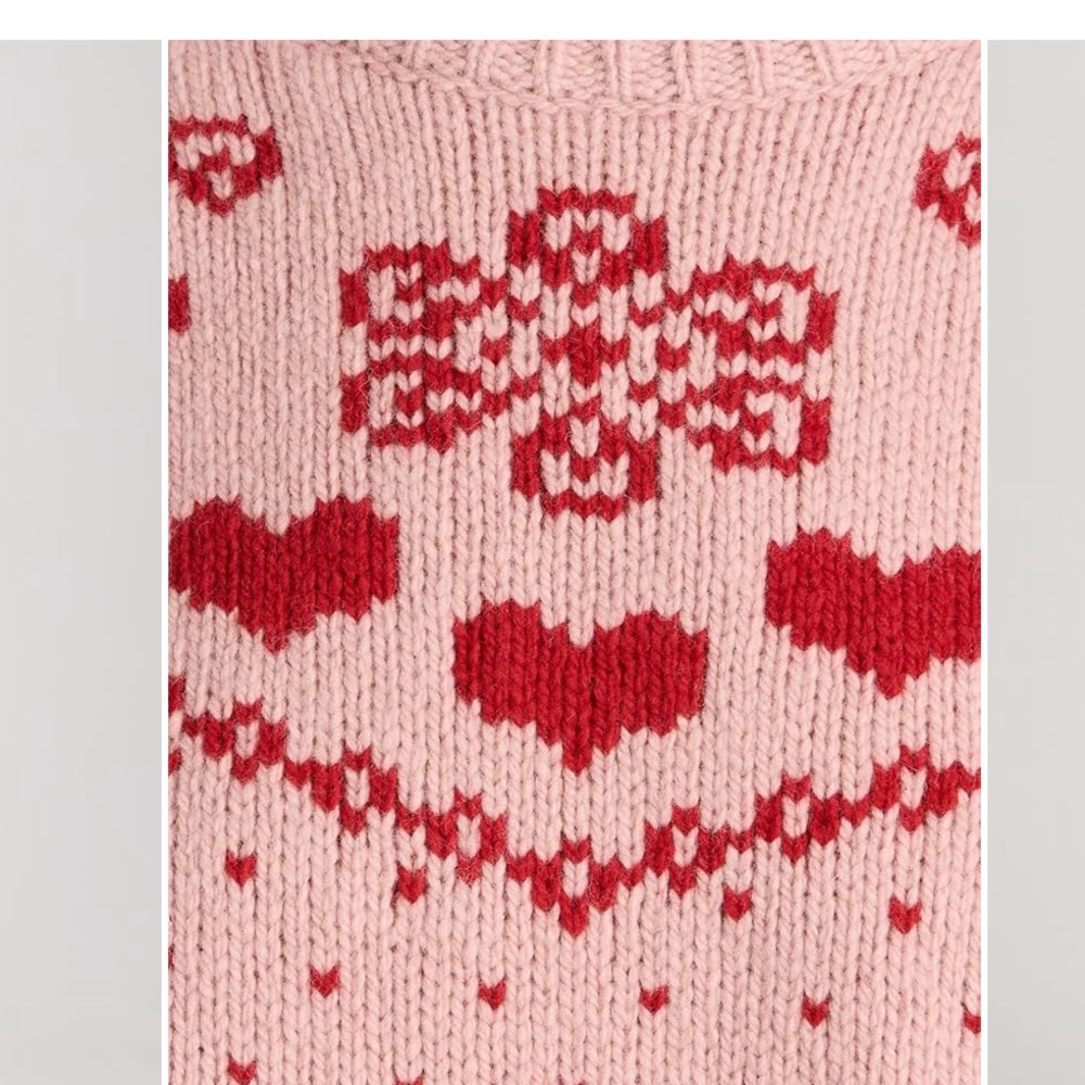 NWT The Great Sweetheart Pullover sweater. Size 1. Pink with red hearts. - Picture 2 of 9